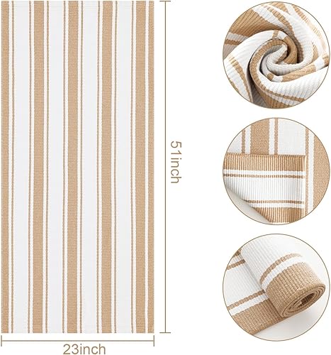 Miniatura 2 de Tapete a rayas para exteriores de 24 x 51 pulgadas, tejido a mano, lavable a mano, reversible, plegable, en capas, para entrada, porche, decoración