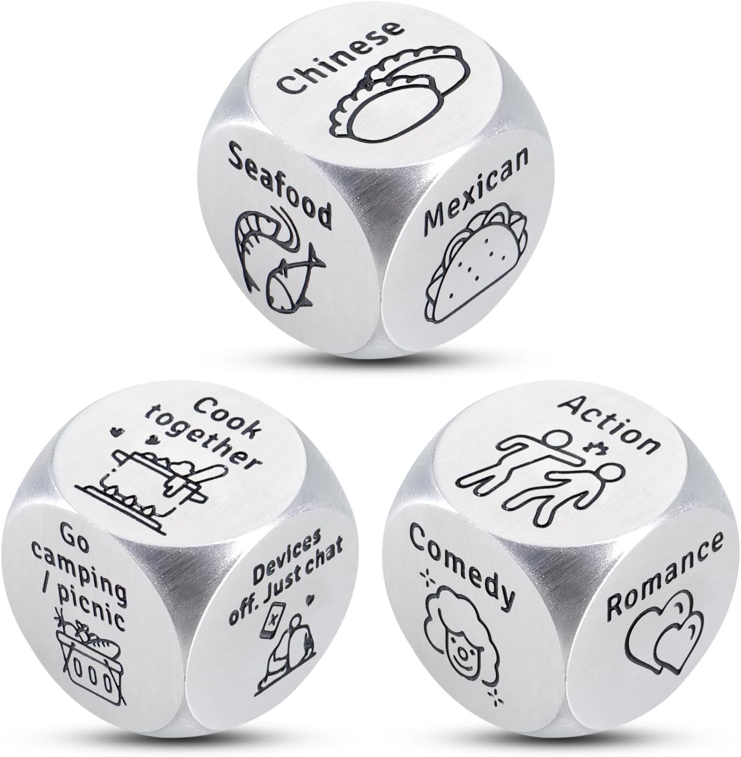 Food Dice Valentines Day Gifts for Women Men Gag Funny Gift for Adults Foodie Dice Game Dices Decision Maker Wedding Engagement Valentine Birthday Gifts for Couple Boyfriend Girlfriend Date Night Gift