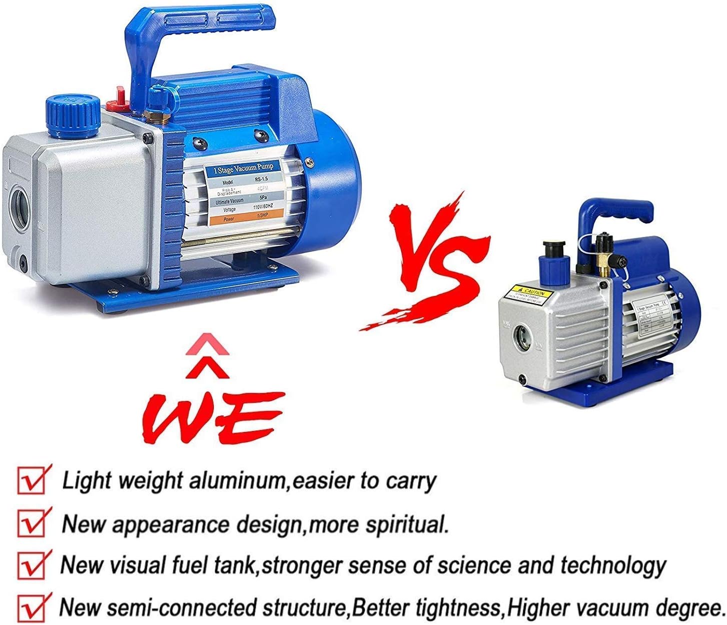NewPosition 4CFM 1/3HP Air Vacuum Pump HVAC A/C Refrigeration Tool Kit AC with Leak Detector, Auto Repair Equipment, Manifold Gauge Set(R134A R22), 3 Hoses, Ideal for Food Packaging,Milking,Medical et : Automotive