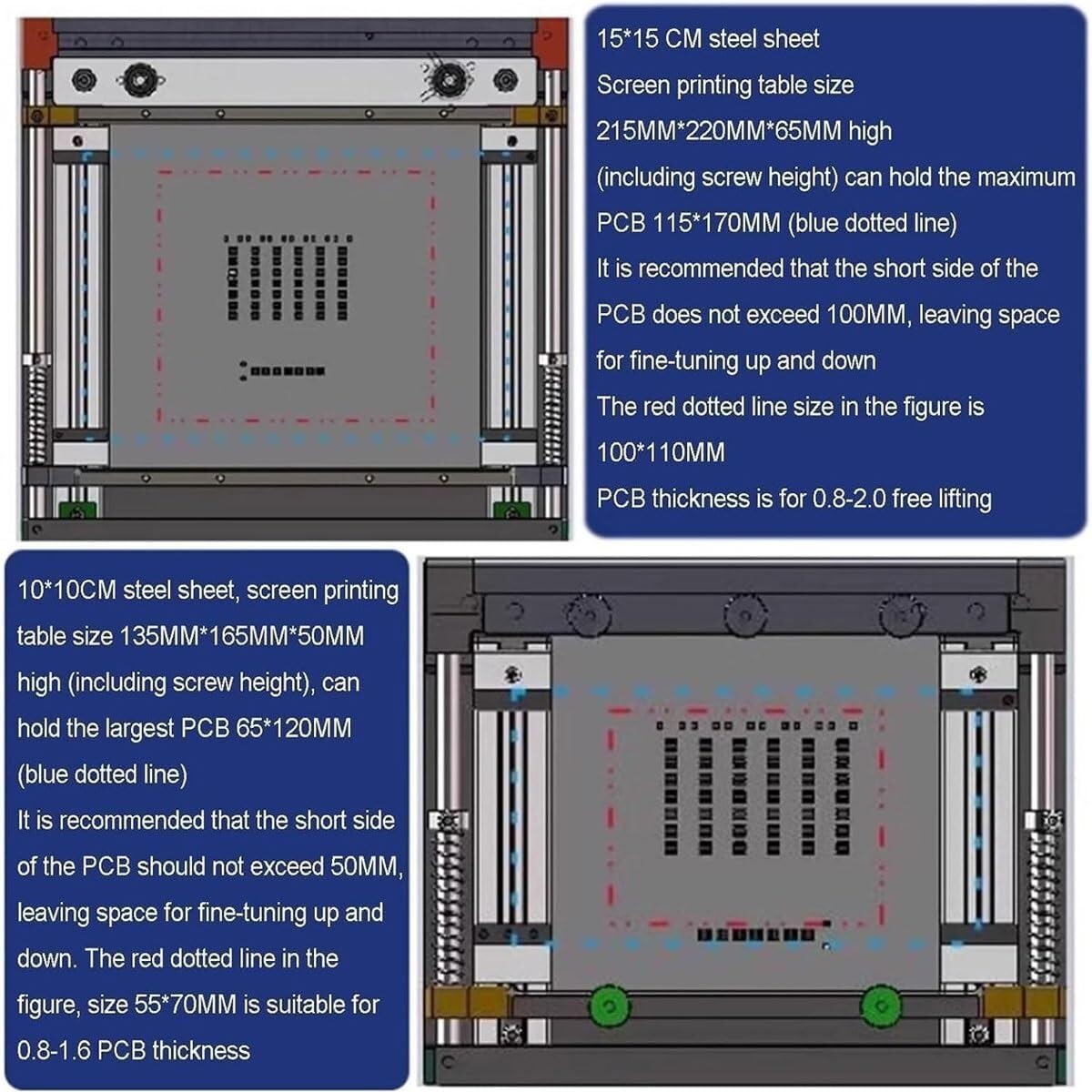 Pequeña Estación de Serigrafía Manual, Mesa de Impresión de Pasta de Soldadura Malla de Acero SMT, Impresora PCB Grosor Ajustable, Cuerpo de Aleación de Aluminio para Prototipado PCB Preciso(10cm)