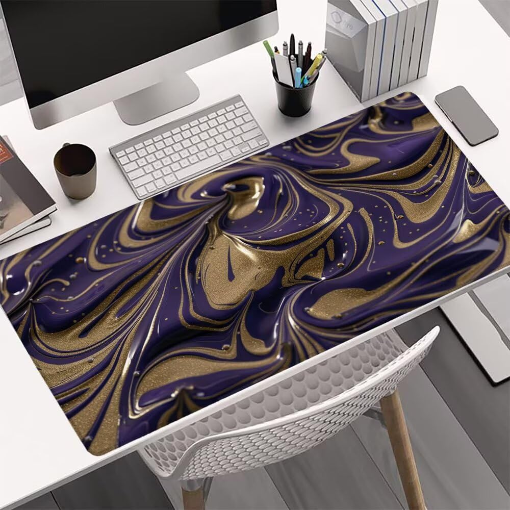 Podkładka pod mysz XXL 1200 x 600 x 3 mm, marmurowa podkładka pod mysz dla graczy, duża podkładka pod biurko, antypoślizgowa gumowa podstawa, szyte krawędzie, zmywalna abstrakcyjna podkładka pod mysz