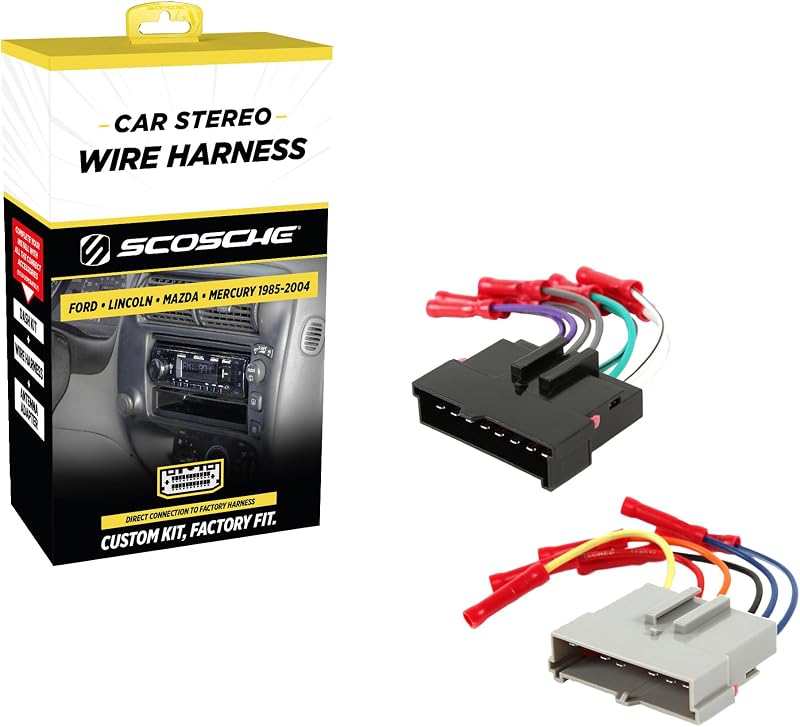 FD02BCB Arnés de cableado estéreo para automóvil con conectores de engarce compatible con Ford, Lincoln, Mazda, Mercury y Nissan selectos no amplificados 1985-2004 - Consulte la lista de vehículos en imágenes para su modelo