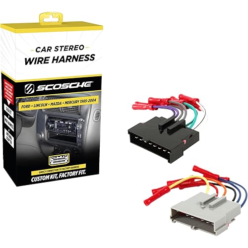 Scosche FD02BCB Car Stereo Wiring Harness with Crimp Connectors Compatible with Select Non-Amplified 1985-2004 Ford, Lincoln, Mazda, Mercury and Nissan - Check Vehicle List in Images for Your Model