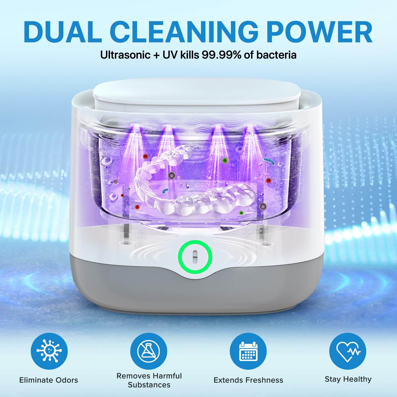 Anysun Nettoyeur Ultrason Ultrasonic Cleaner 45kHz UV-C 200ml 3 Modes Portable Batterie 4000mAh