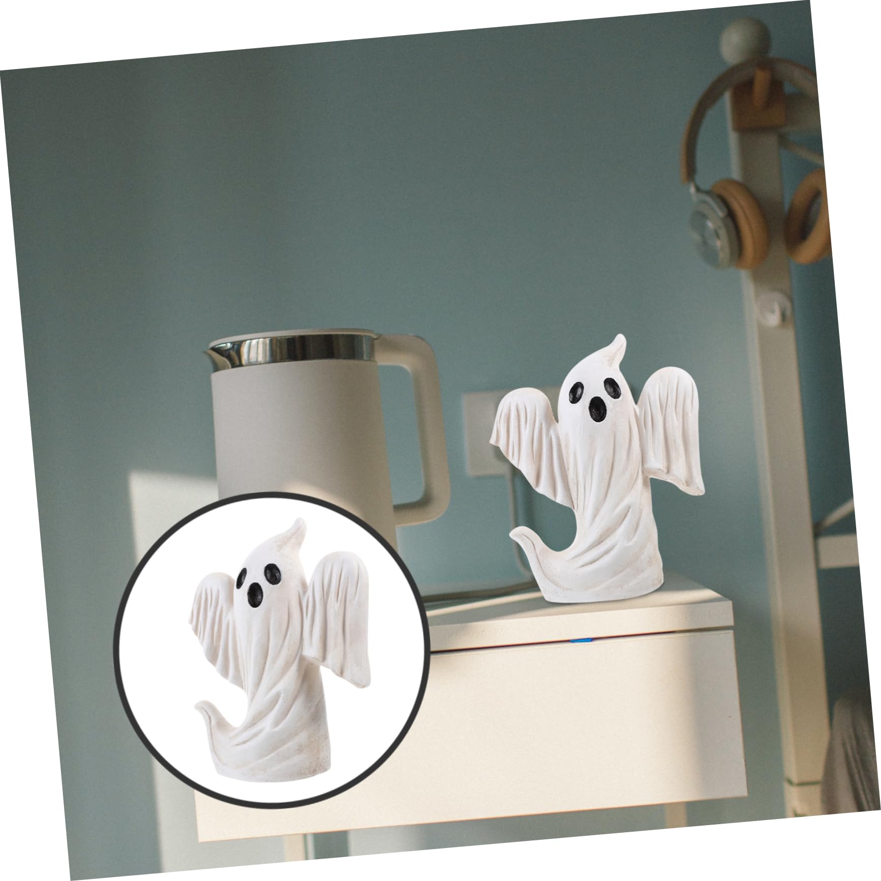 INOOMP Halloween Ghost Lamp Figurine Spooky Pumpkin Decor for Indoor Home Halloween Themed Table Decoration for Costume Parties and Festive Ambience