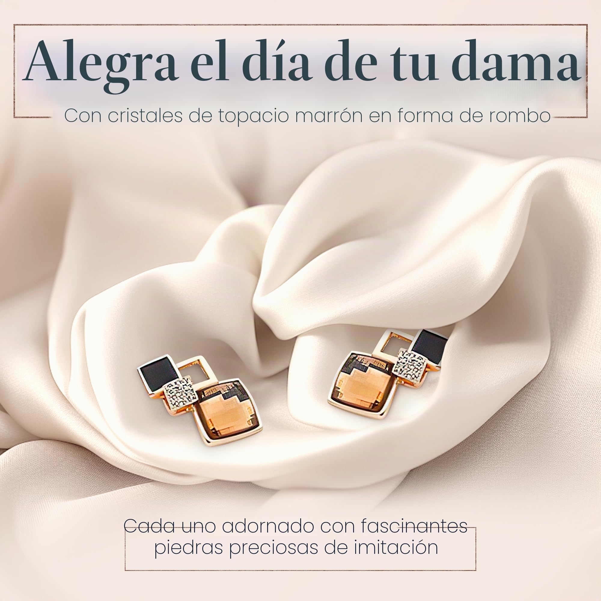 Crystalline Azuria Mujer 18ct Chapado en Oro Cristales Marrón Topacio simulado Rombo Retro Pendientes para Mujer y Niña