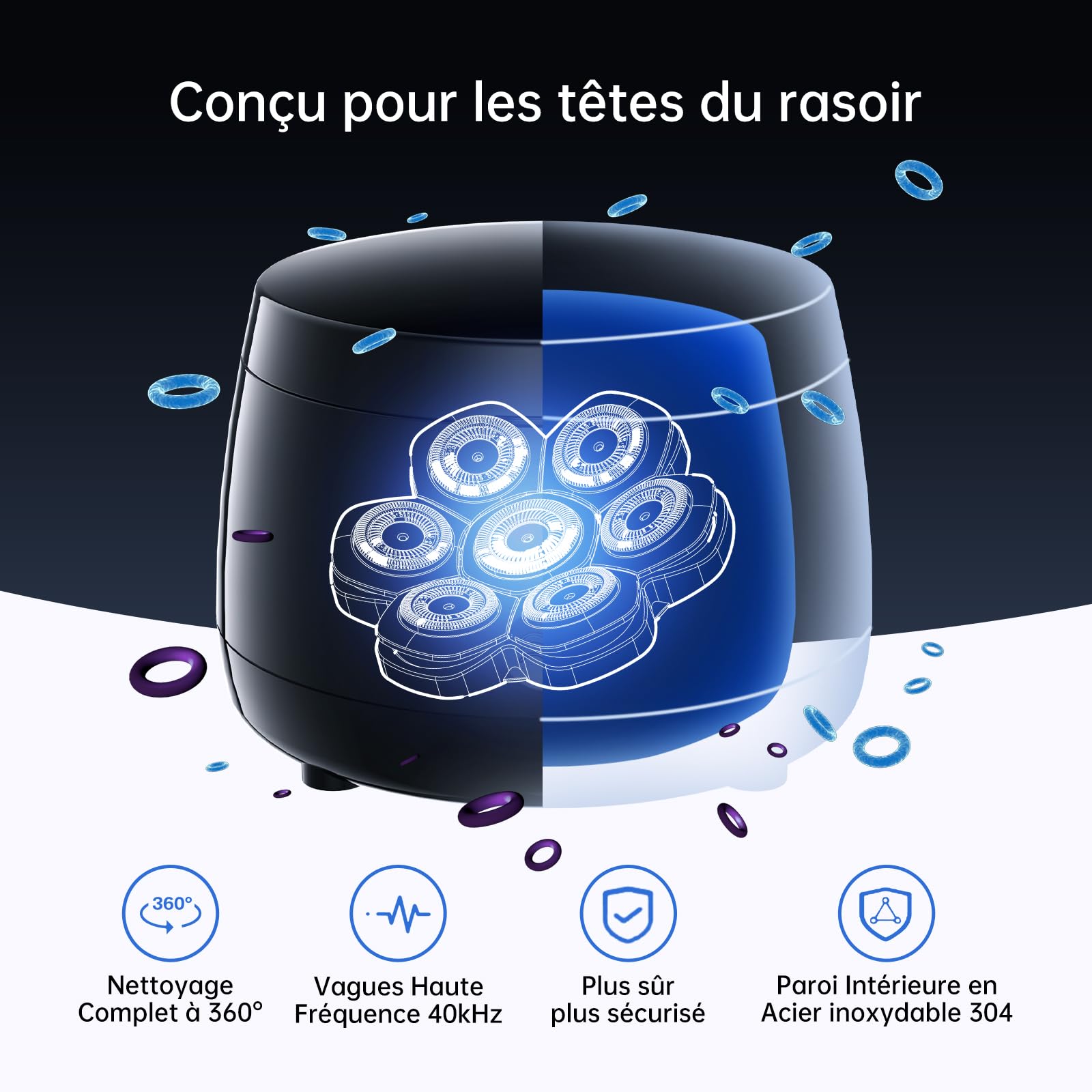Maxgroom Centre du nettoyage pour Rasoir Tete Chauve Homme JK-1688