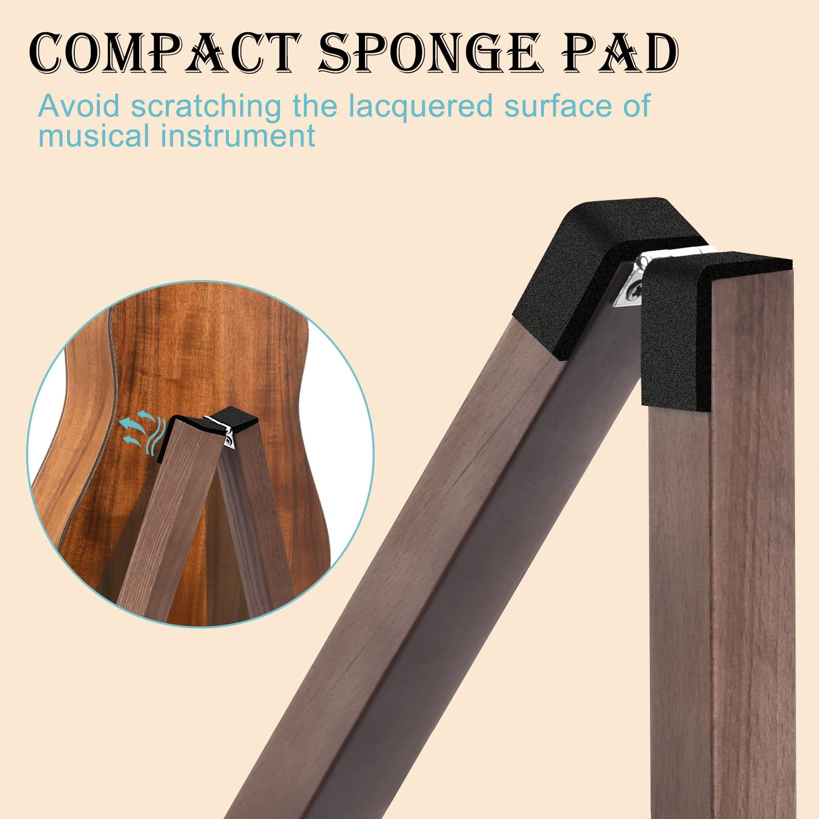 Support guitare, support guitare électrique en bois avec caoutchouc antidérapant et bras en mousse souple, support guitare acoustique pliable a - frame, facile à assembler, support au sol pour voyage.