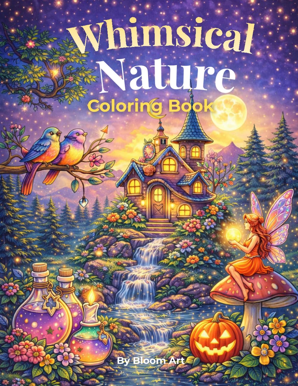 Whimsical Nature Coloring Book: Beautiful Floral, Animal & Cozy Fantasy Designs for Relaxation and Stress Relief