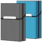 roygra Cigarette Case (2 Pack), Magnetic Switch 20pcs Cigarette Holder Case for Men Women, Cigarettes Smoking Accessories, Metal and Plastic Box for Smoke (Grey + Blue, 85mm King Size)