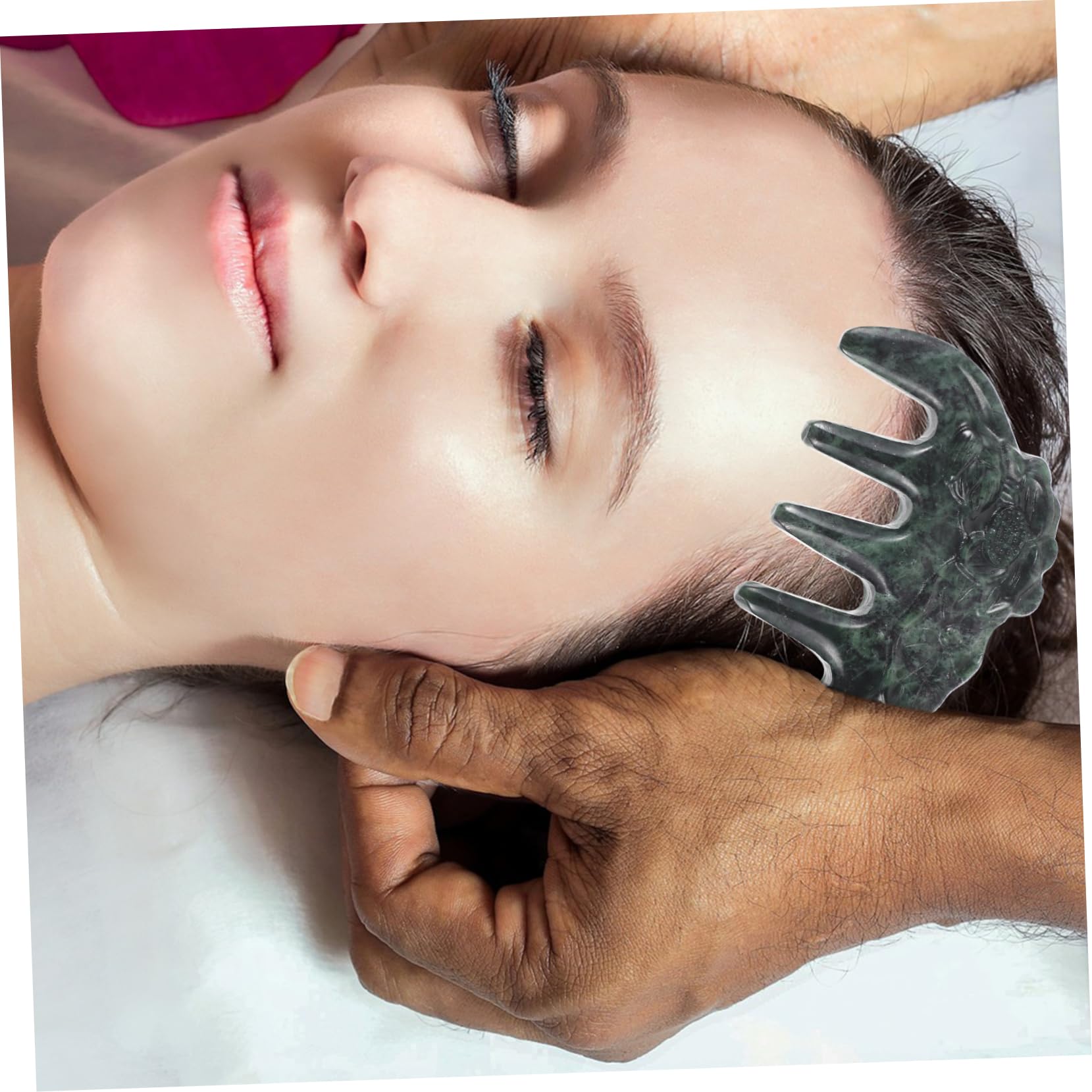 Gogogmee Natural Tibetan Medicine King Jade Comb Handheld Massage Comb Scalp Massage Tool Scraping Comb Scraping Massage Tool Scalp Massager Comb Trigger Point Tool Jade Massage Brush