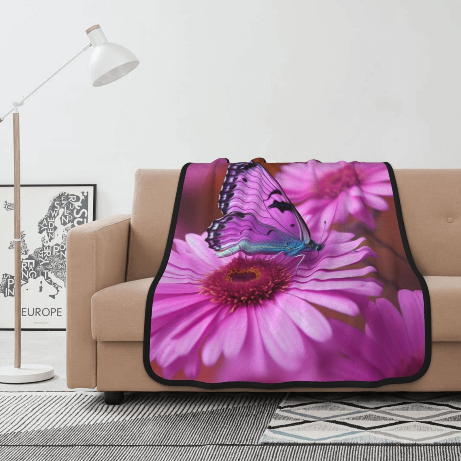 Couverture polaire papillon finitions haut de gamme 127x101cm