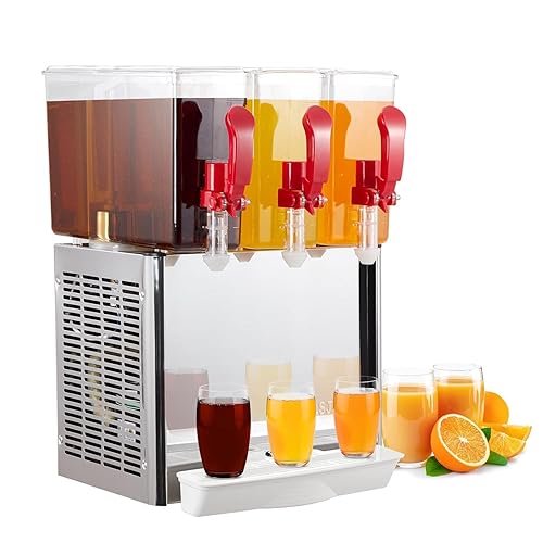Towallmark 3 Tanks Dispensador de jugo comercial de 7.93 galones, 30 L, 10 litros por tanque, dispensador de bebidas de té helado de grado