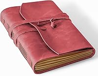 RILIHO Genuine Leather Journal for Women - 5x7.1" Red Lined Writing Notebook, Diary, Travel Journal for Artists