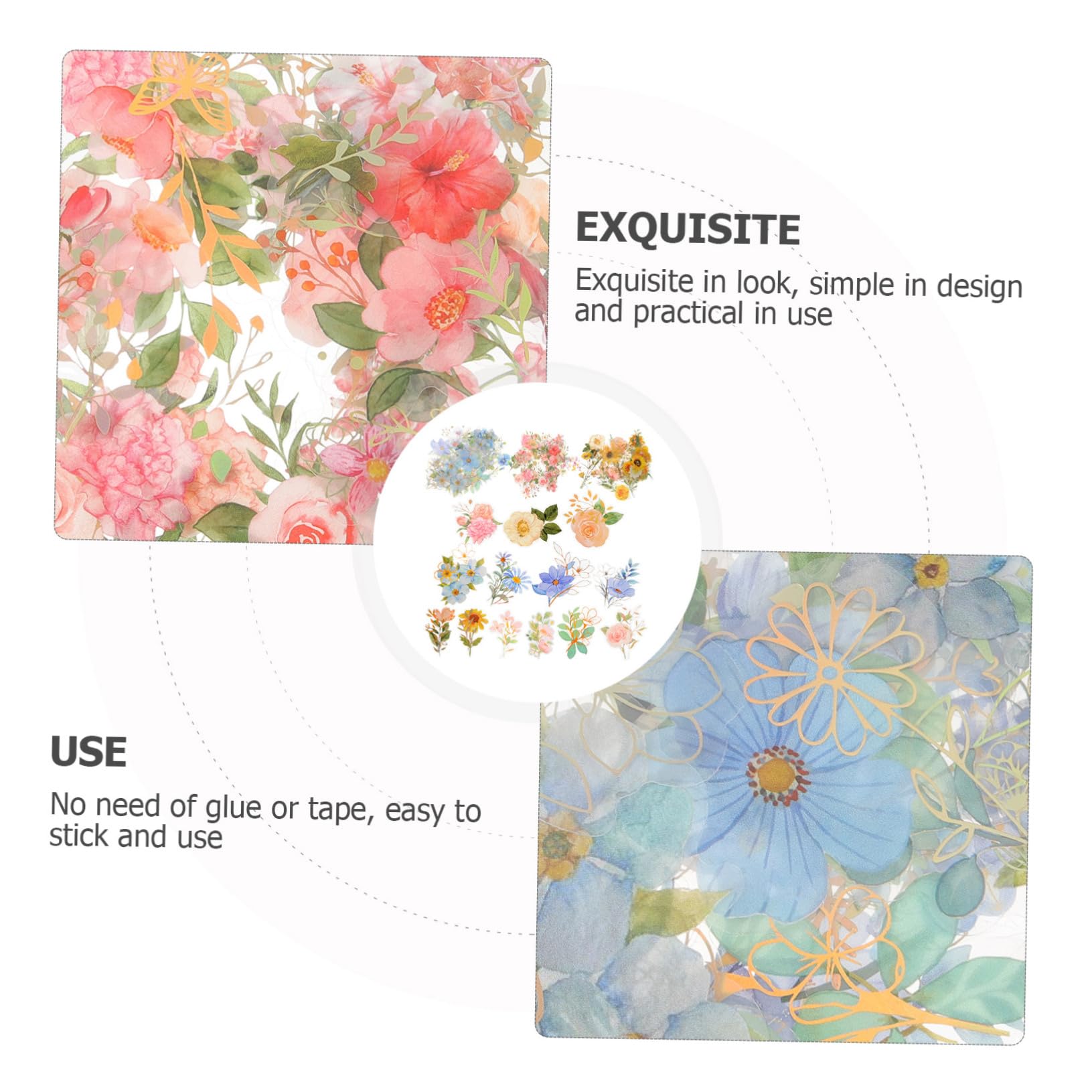 ARTIBETTER 15 Set set di adesivi Adesivo per album adesivi floreali per scrapbooking adesivi diario fai da te adesivi per scrapbooking Adesivi del diario adesivo fai da te plastica Colorato