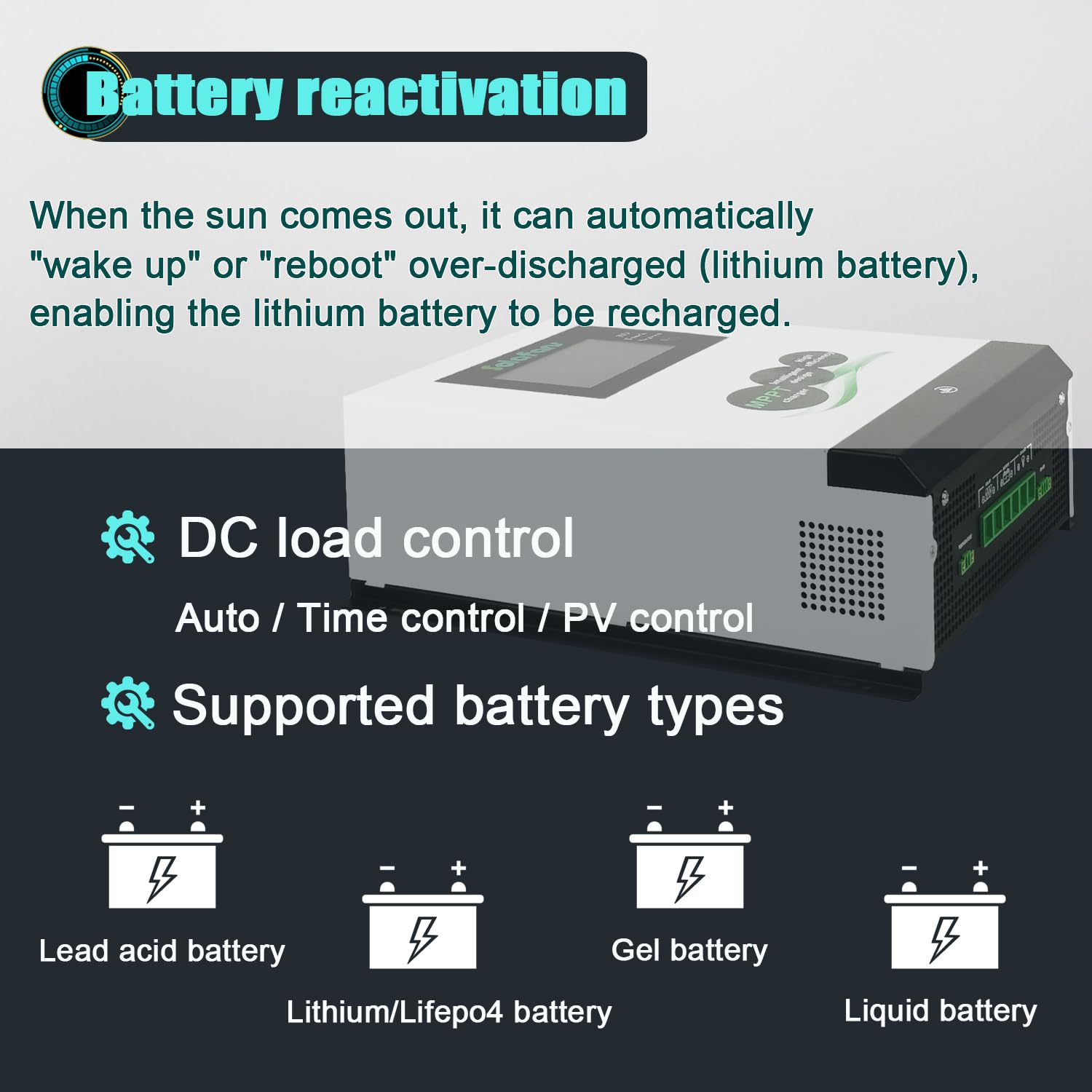 Kontroler MPPT 48 V 90 A 4,3-calowy ekran dotykowy HD 4960 W PV DC150V 12V/24V/36V reaktywacja rozładowanej baterii wielojęzyczna z Bluetooth