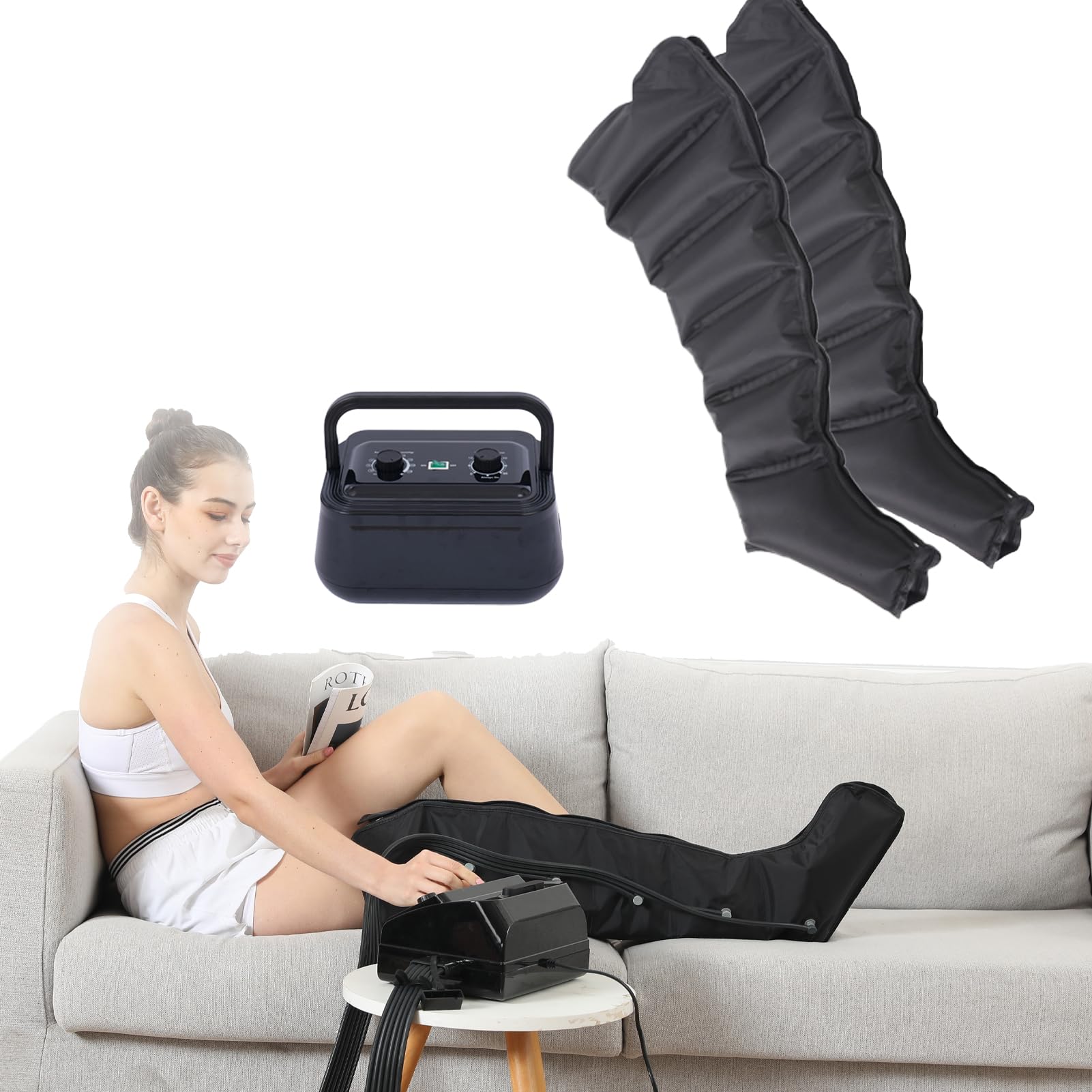 Botas de Presoterapia Profesional - Masajeador Piernas/Brazos con Compresión de Aire,Masajeador Profesional para Mejorar Circulación,Múltiples Niveles de Presión, Ideal para Casa/Oficina