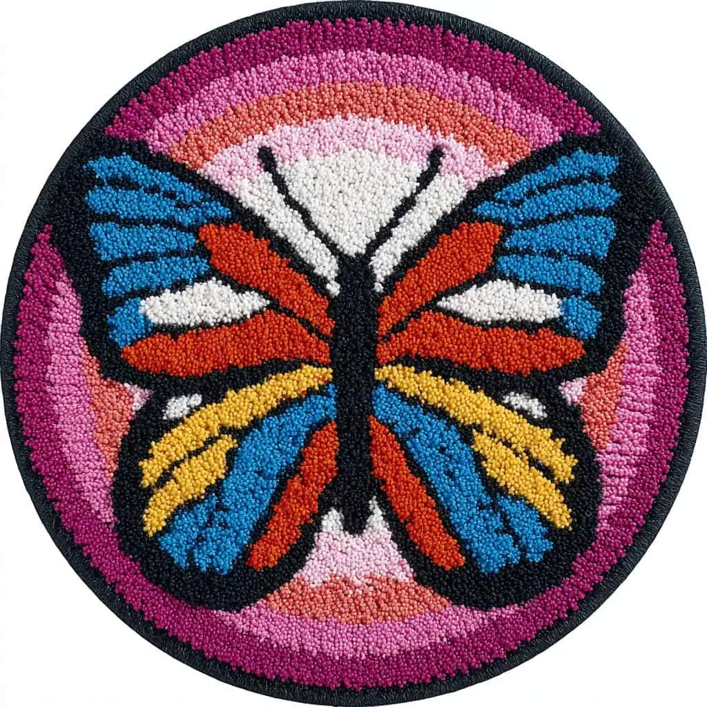 Kitquiver Latch Hook Rug Making Kit Butterfly 50X50Cm