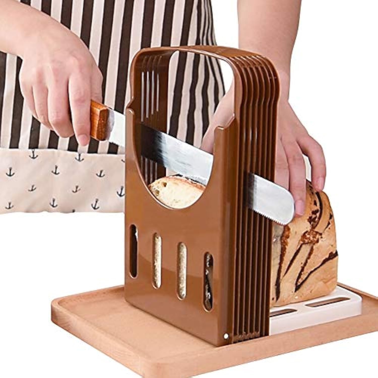THE WHITE SHOP Bread Bake Slicer Cutter, Foldable Compact Bread Slicing Guide,Kitchen Accessories,Bread Machine for Homemade Bread Bagel Loaf Sandwich