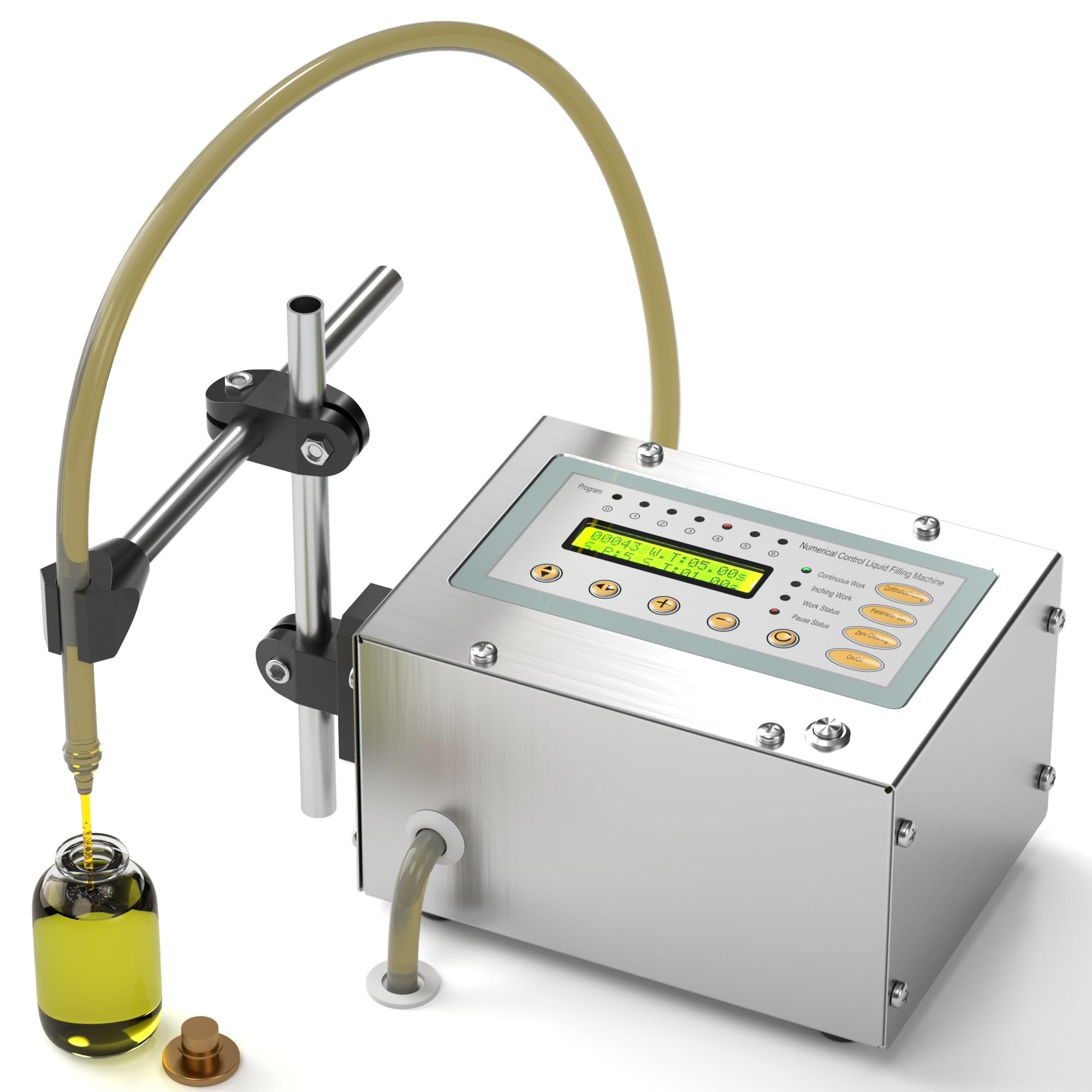 Low Viscosity Liquid Filling Machine, 1-118oz Bottle Filler, Water Juice Wine Essence Bottle Filling Machine, Bottling Diaphragm Pump, Digital Control, Non-drip Spout Bottle Counter