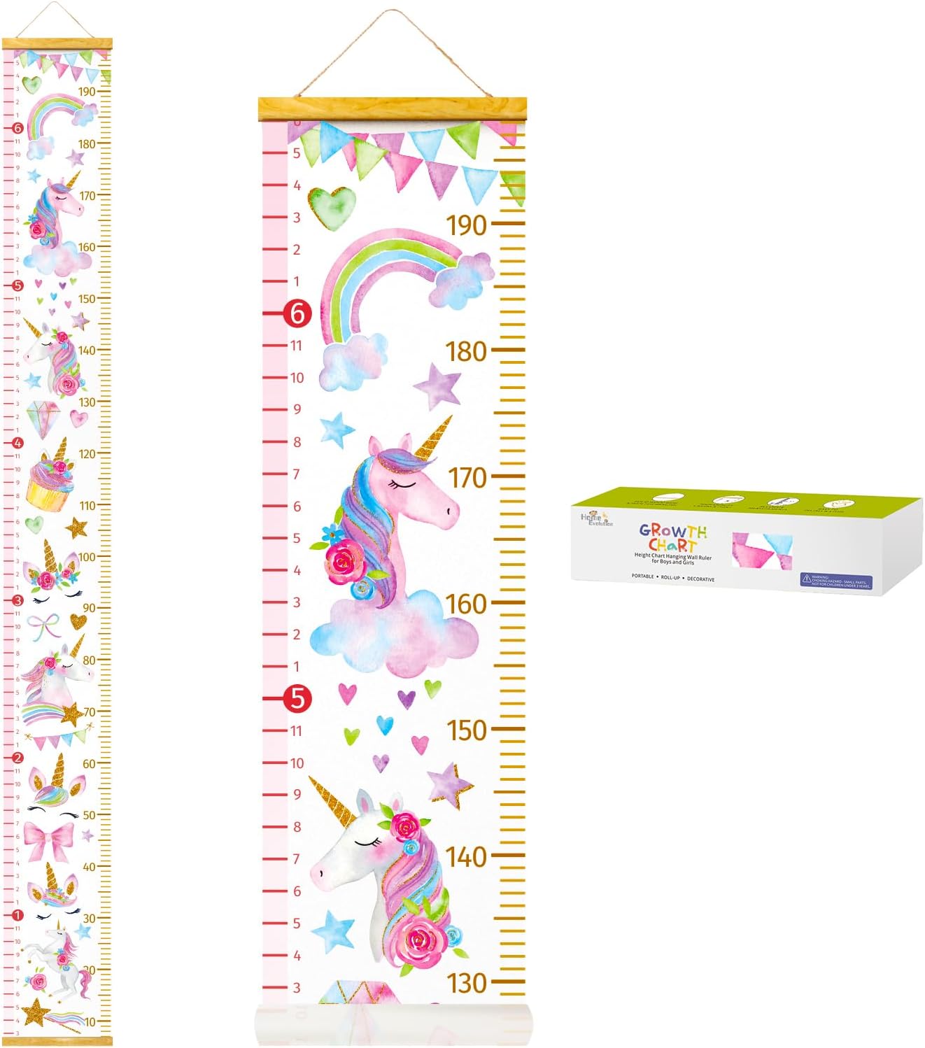 HomeEvolution Kids Growth Chart Height Measuring Chart, Classical Canvas Wall Hanging Rulers for Baby Children Girls Bedroom Decor (Unicorn)