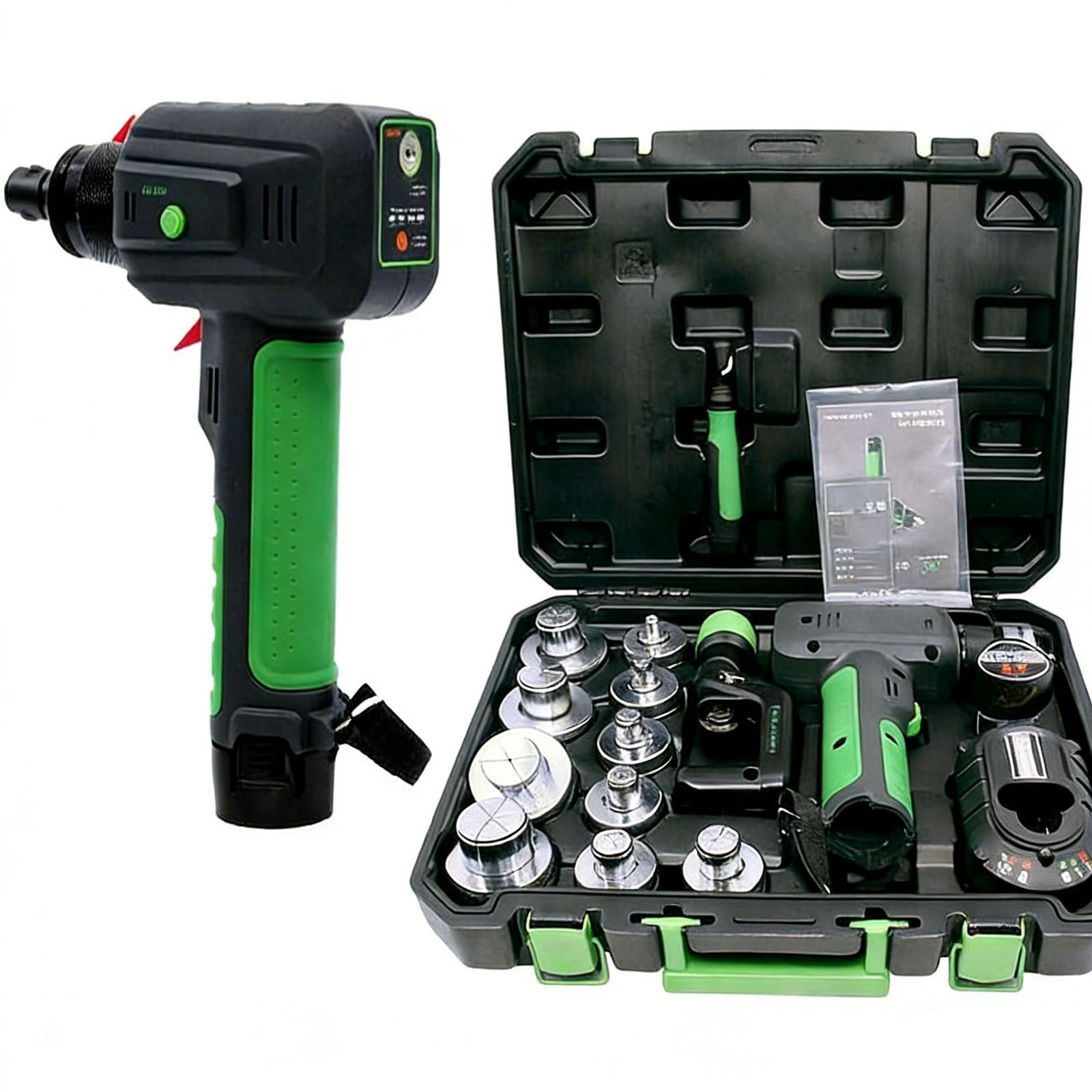 Kit de herramientas expansoras hidráulicas eléctricas con cabezales reemplazables, batería de litio y cortador de tuberías, herramienta de ensanchamiento para tuberías de 3/8 a 1-1/8 pulgadas