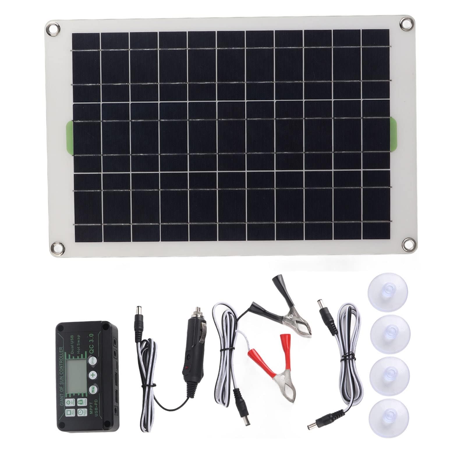 HERCHR Chargeur De Batterie Solaire 50W 30a, Panneau Solaire De Contrôleur De Chargeur De Panneau Solaire 12V 24V pour Camion De Remorque De Camping-Car Marin De Bateau De Voiture