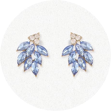 Dainty Periwinkle Earrings for Women - Crystal Cluster Drop Earrings