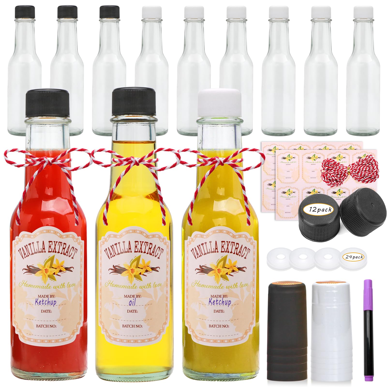 その他 Set of 5 bottles Amazon.com: Cadamada 5 oz Hot Sauce Bottles, Woozy Bottles, Glass