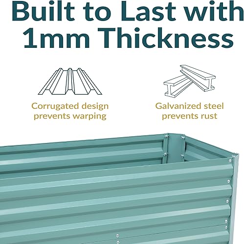 Miniatura 218 de Sunnydaze Cama de jardín de metal elevada de 11.75 pulgadas de alto, cama de jardín elevada galvanizada para exteriores para verduras y flores