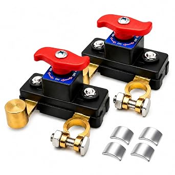 2-Pack Battery Disconnect Switch, 12V/24V 200A Copper Contacts