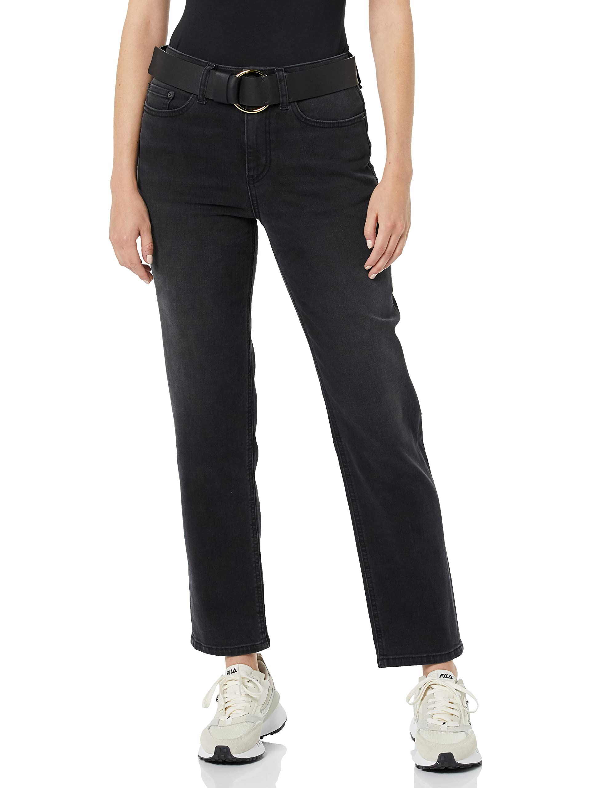 Photo 1 of Amazon Essentials Women's High-Rise Straight Jean 18 Washed Black