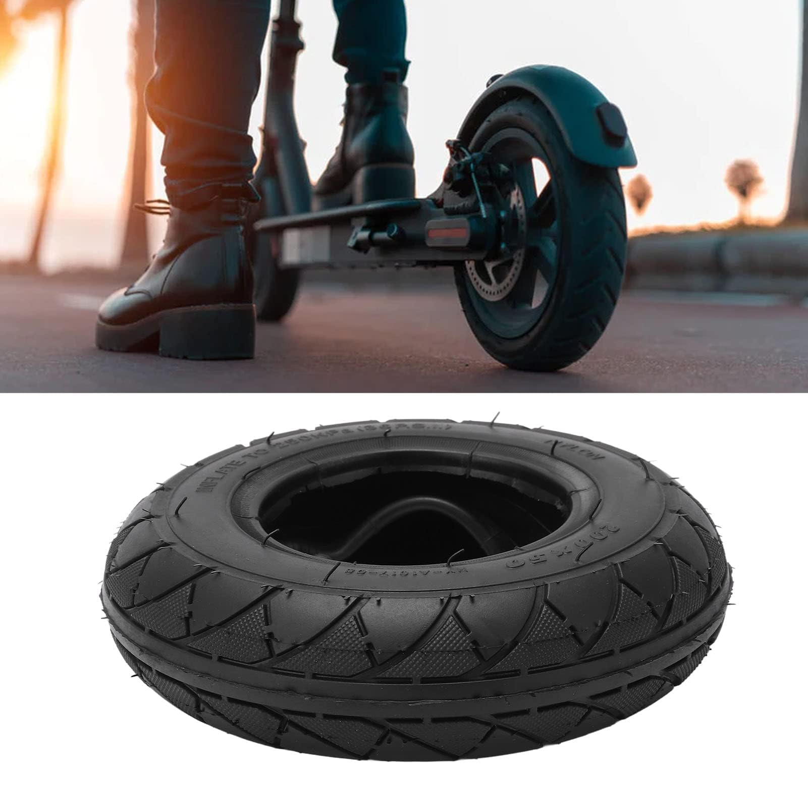 Alomejor Pneumatico per Scooter Elettrico con Camera d'Aria, Pneumatici di Ricambio per Scooter Elettrico 200 X 50 per Ebike