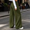 Pantalones de Pierna Ancha Forrados en Vellón para Mujer con Cordón para Uso Diario Casual 5