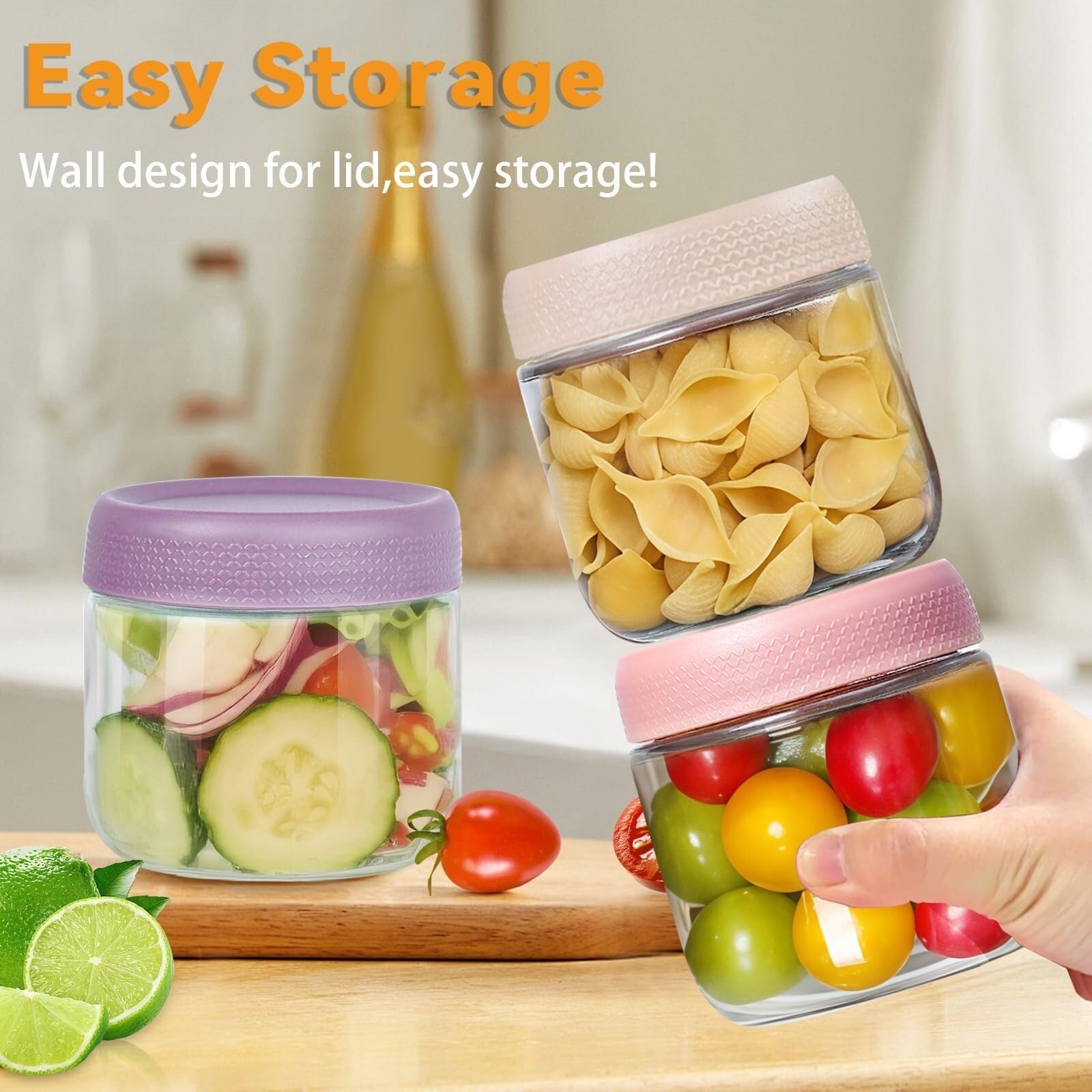Vorratsgläser - Küche Luftdicht 6 Packungen Glasgefäß Mit Deckel, Wiederverwendbare Weithalsgläser For Salatdressing Vorratsdosen