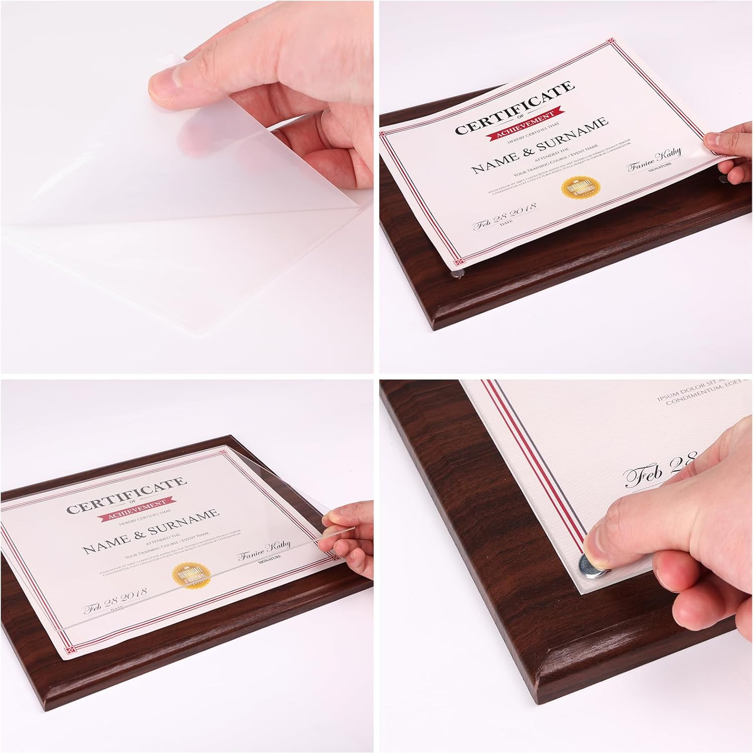 PETAFLOP Wooden 8.5x11 Picture Frame, Brown Certificate Award Document Plaque Wall Mounted Display, Single