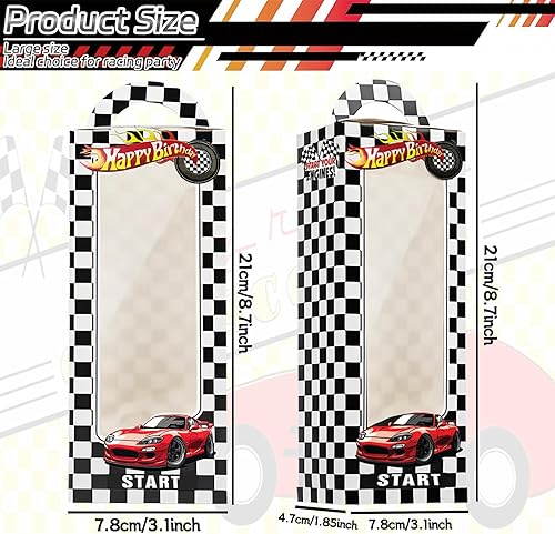 Miniatura 4 de 24 cajas de recuerdos de fiesta de autos de carreras, cajas de recuerdo de fiesta con ventana, decoración de cumpleaños temática de auto de