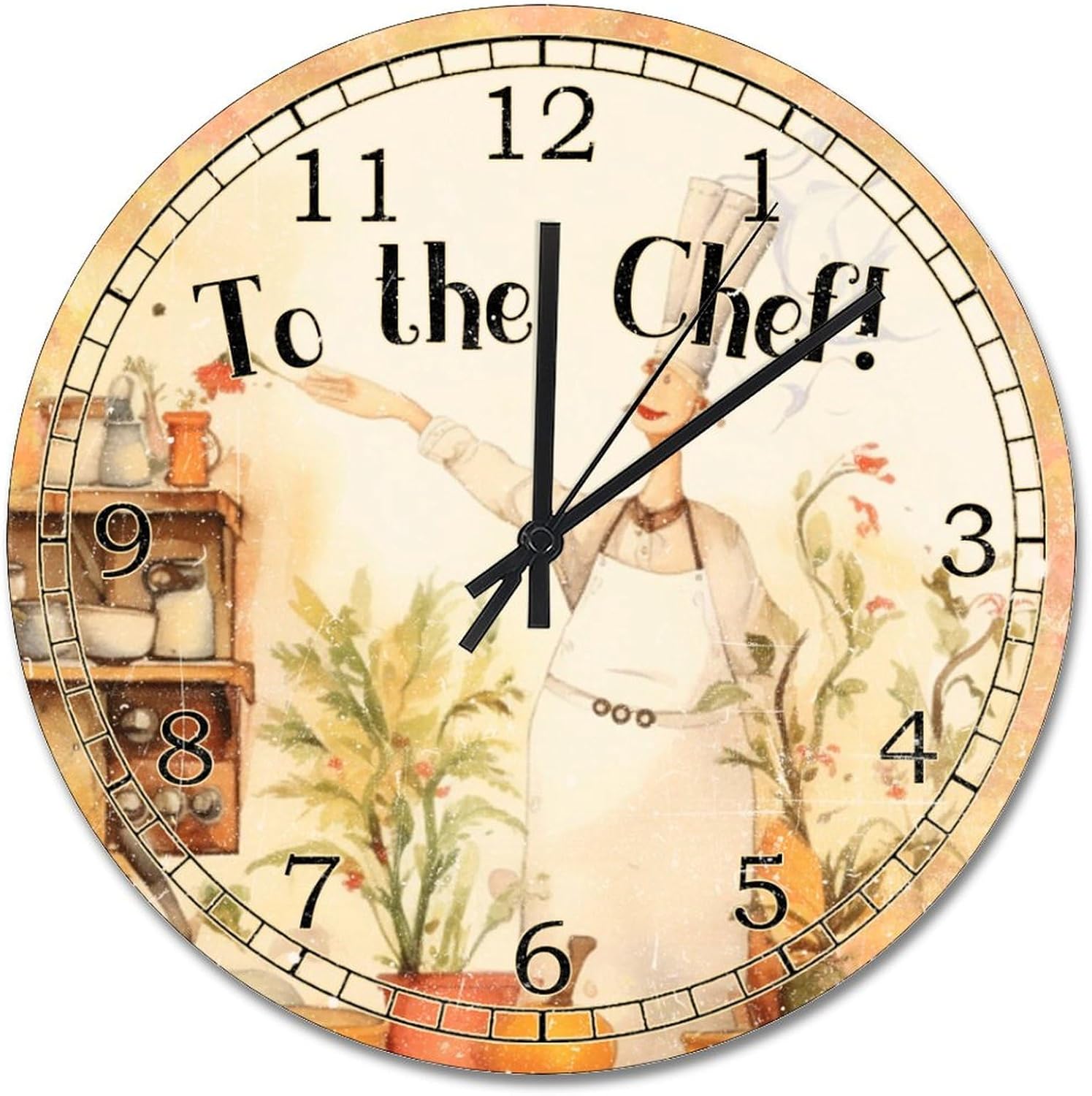 Chef Wall Clock Kitchen Dinning 15 Inch Wooden Wall Clocks Battery Operated Silent Farmhouse Decor She Shed Living Room Decor Gift for Man Woman Friend Anniversary