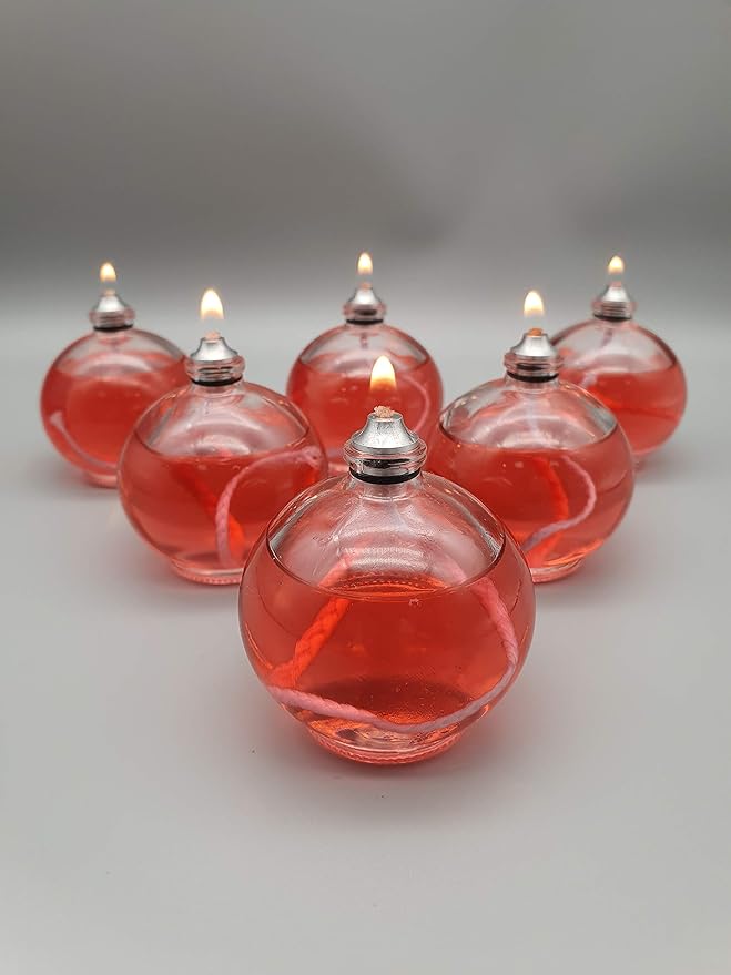 CLEARCRAFT 6 x Micro Ball Indoor Oil Lamp Candle Burner For Use With Sootless Odourless Lamp Oil