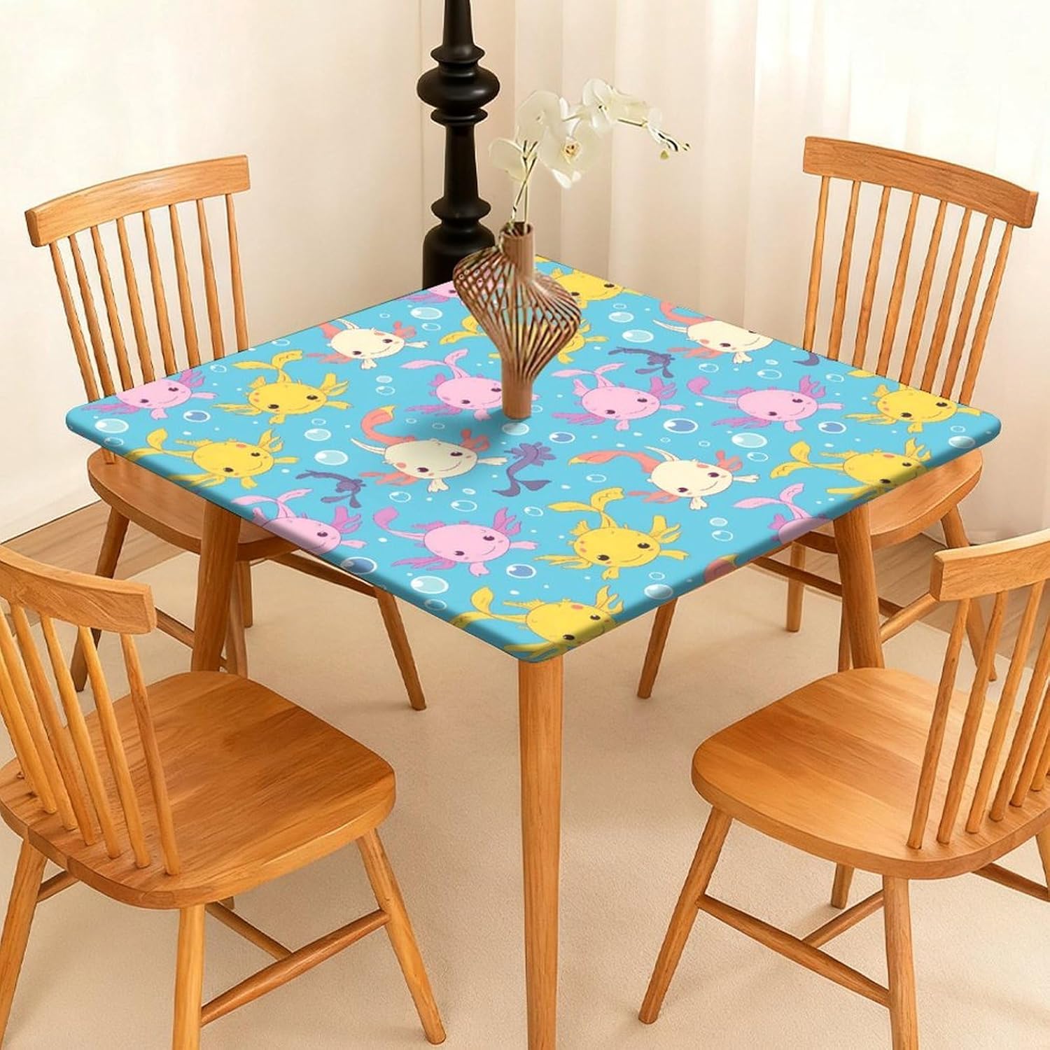 Cute Axolotl Pattern Square Tablecloth Print Table Cloths Table Cover Wedding Party Holiday Decor