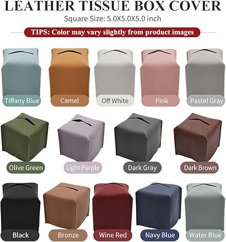 Miniatura 5 de Livelab Funda cuadrada decorativa de piel sintética para caja de pañuelos, organizador de papel facial, dispensador para baño, encimera de tocador,