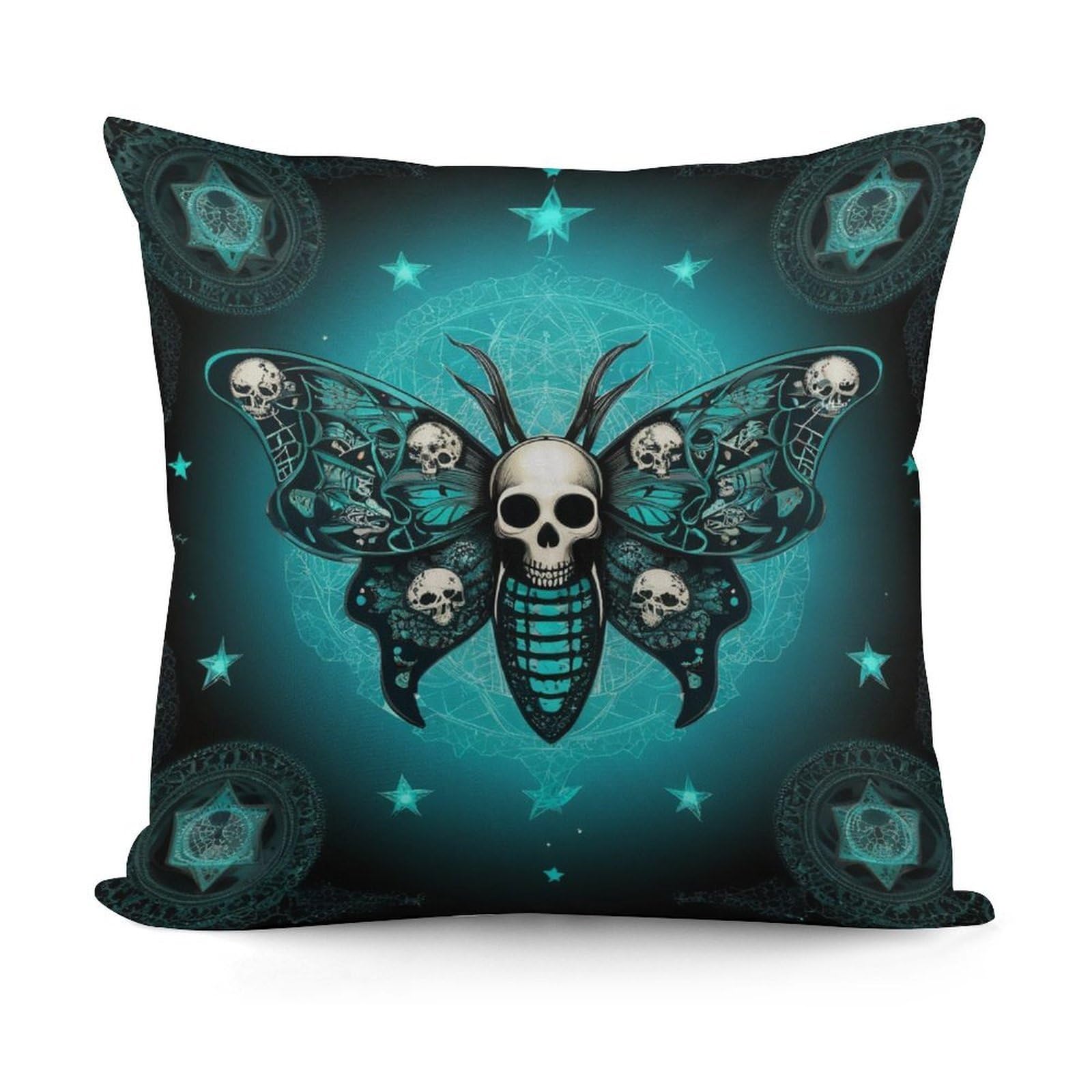 Smazdfxx Picture(557) Soft Goth Moth Dead Skull Moon Throw Pillow Covers Decorative Pillow Cases For Bed Sofa Living Room Home Decor
