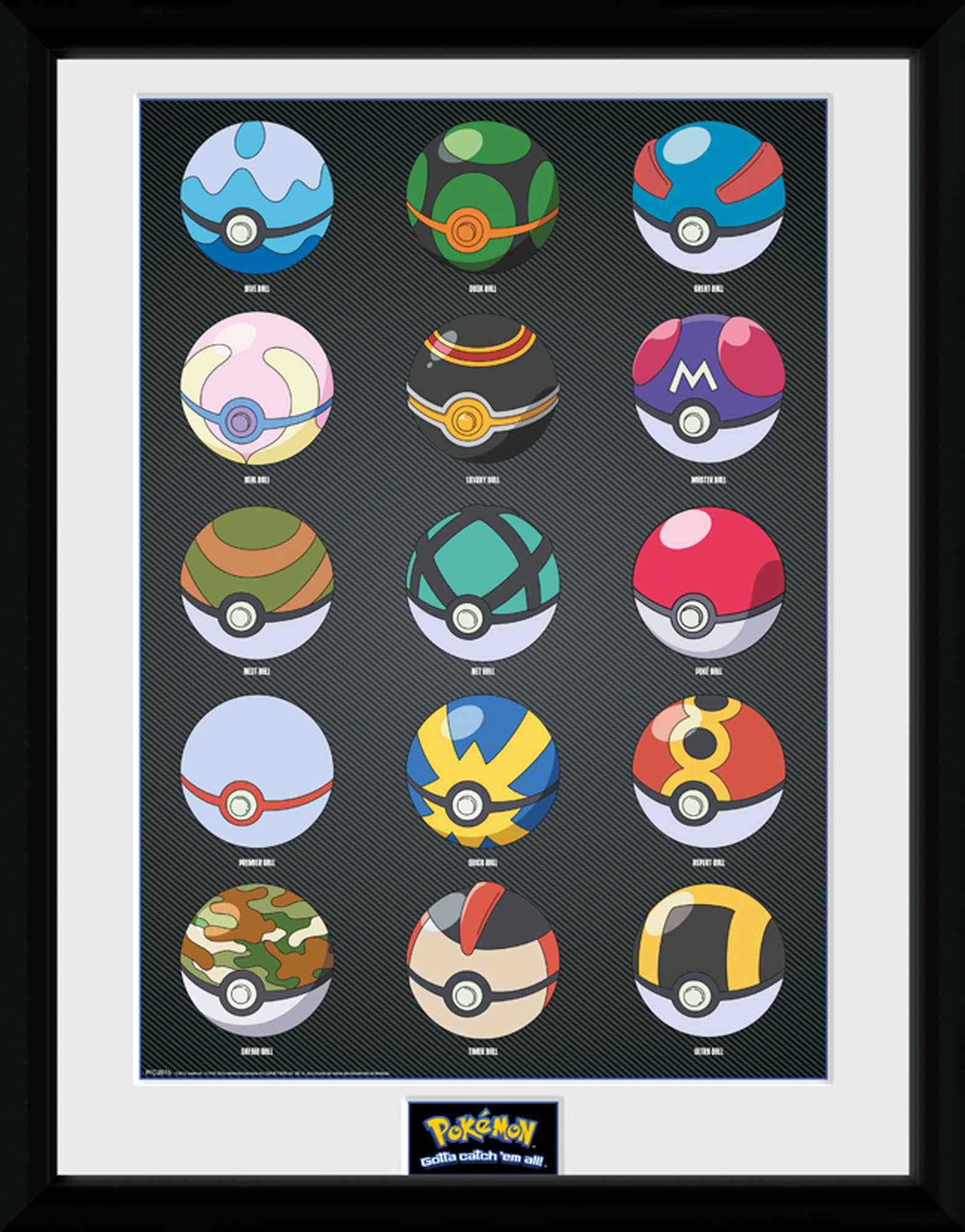 GB eye Pokémon Pokeballs 30 x 40cm Framed Collector Print