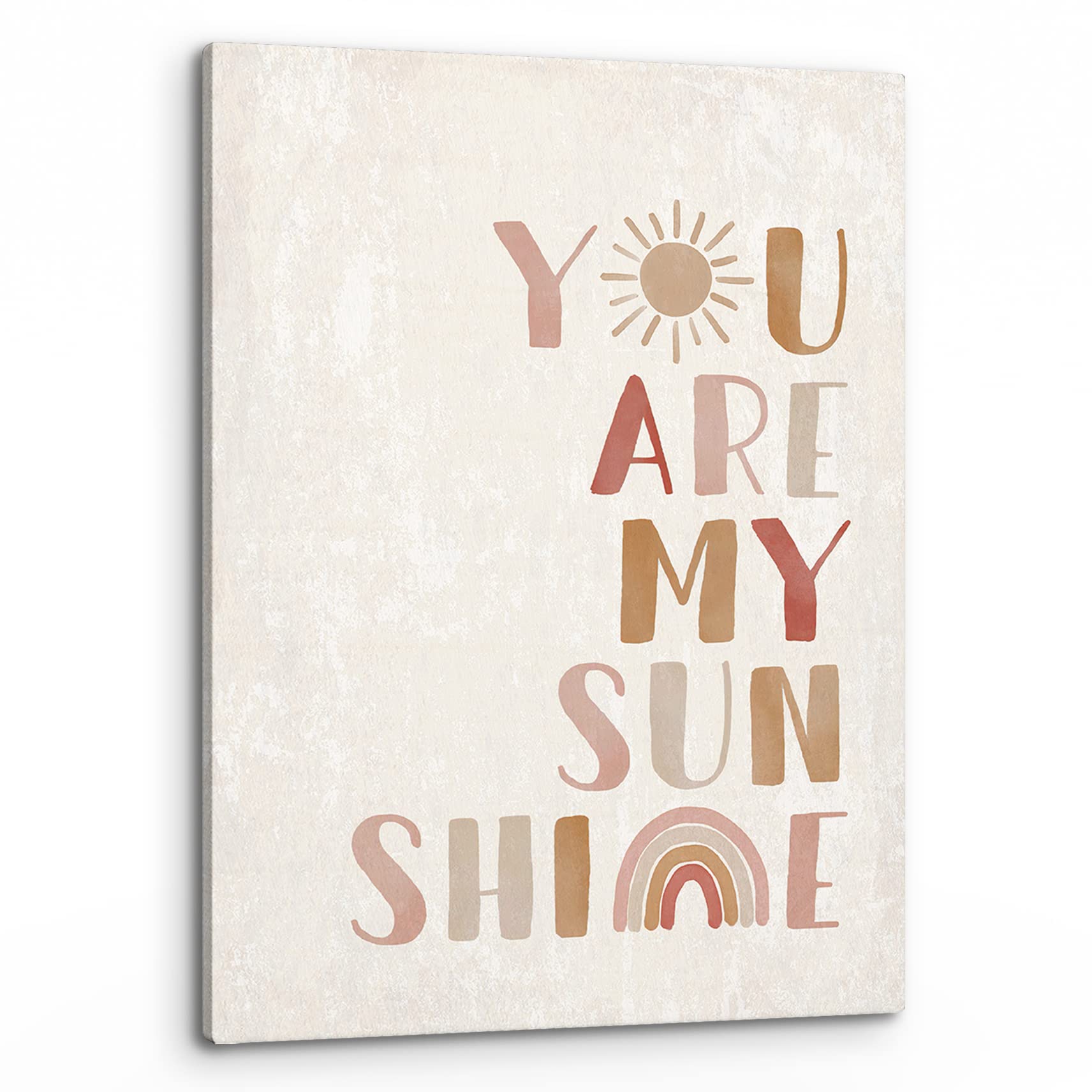 PHAMTE Wall Art You Are My Sunshine Wall Decor,Boho Nursery Decor,You Are My Sunshine Boho Sun Sunshine Rainbow Canvas Framed Wall Decor Home Teens Girls Kids Nursery Classroom Bedroom Living