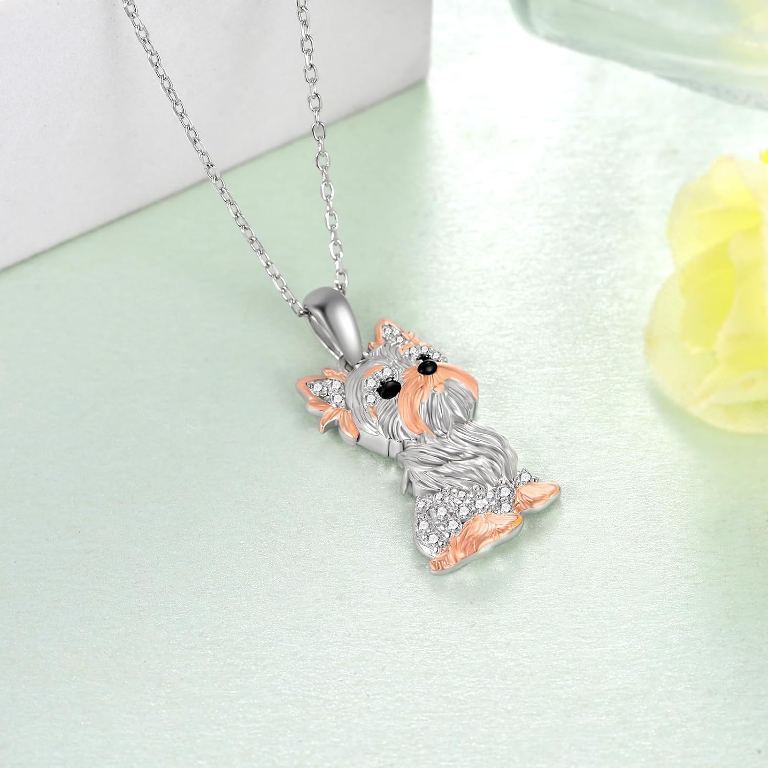 Pug/Yorkie/Schnauzer Necklace for Women 925 Sterling Silver Dog Necklaces Cute Puppy Dog Pug Jewelry for Women Dog Gifts