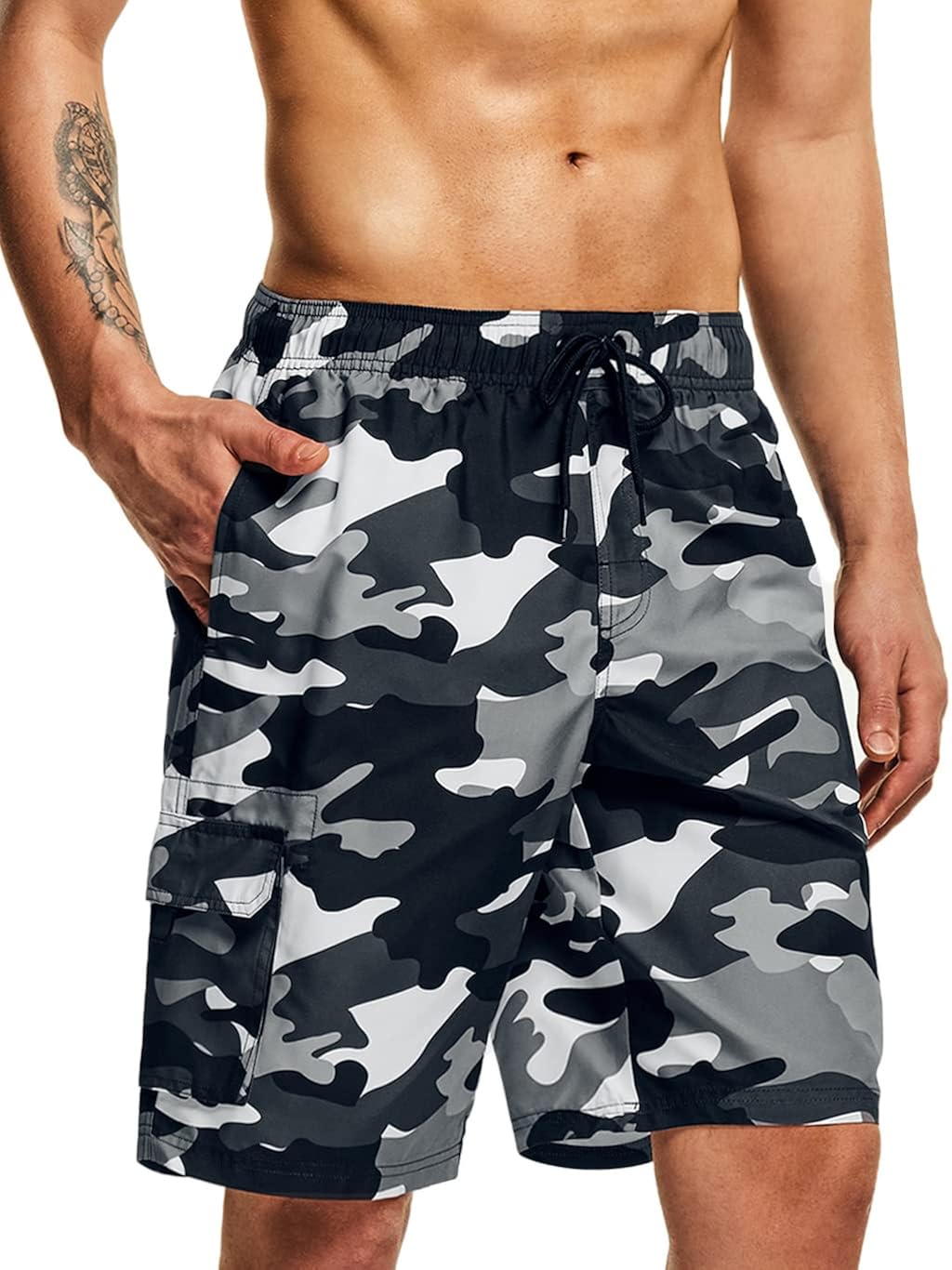 TSLA Men's 11 Inches Swim Trunks, Quick Dry Beach Board Shorts, Bathing Suits with Inner Mesh Lining and Pockets