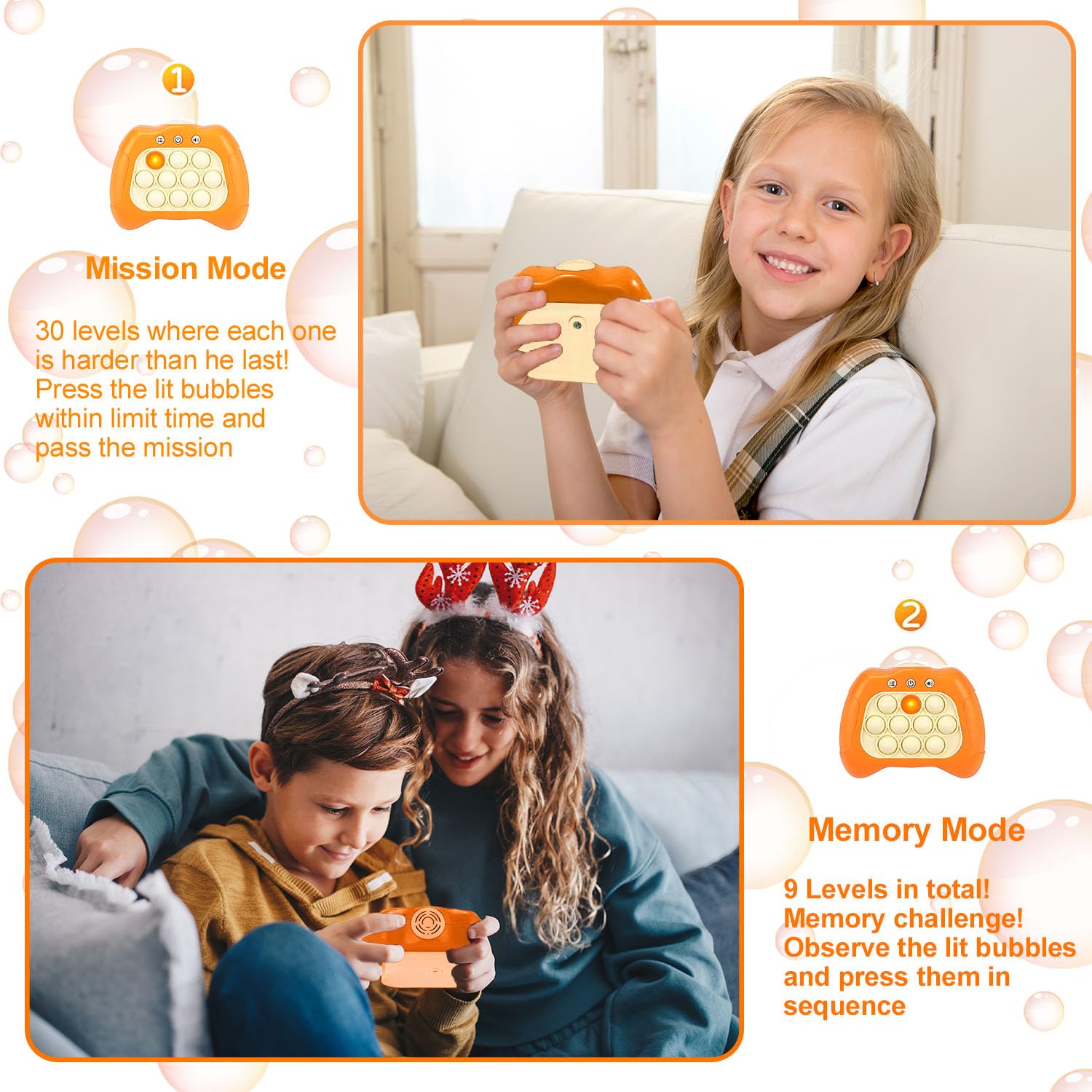 Pop It Électronique Quick Push Game Jaune - Console Portable Lumineuse Anti Stress Enfant