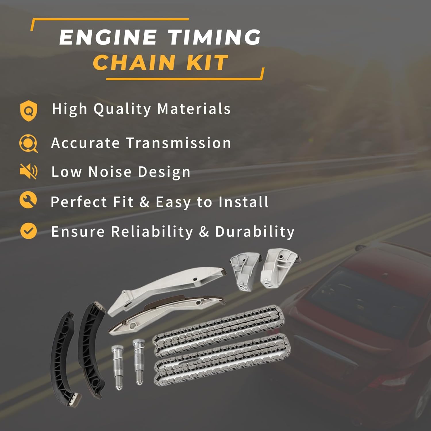 Engine Timing Chain Kit, Suitable for 550i 645ci 650ci 735i 740i 745i 750i X5 N62B 4.8L, Automotive Timing Chain Set Replacement Parts 11317504468 11311439552