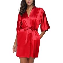 The Bund Womens Silk Robe Wedding Short Satin Bathrobe Soft Loungewear