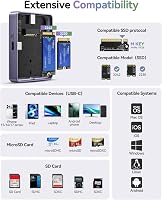 Cititor de carduri magnetic și carcasă M.2 SSD ORICO 5 în 1 pentru iPhone 15 16 17 Pro, TF, SD 3.0, NVMe 2230 2242, negru, fără SSD, USB 3.2 10Gbps, PD 100W 9